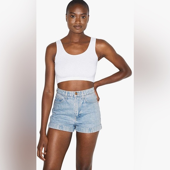 American Apparel High Rise Cuffed Denim Shorts - Picture 10 of 12